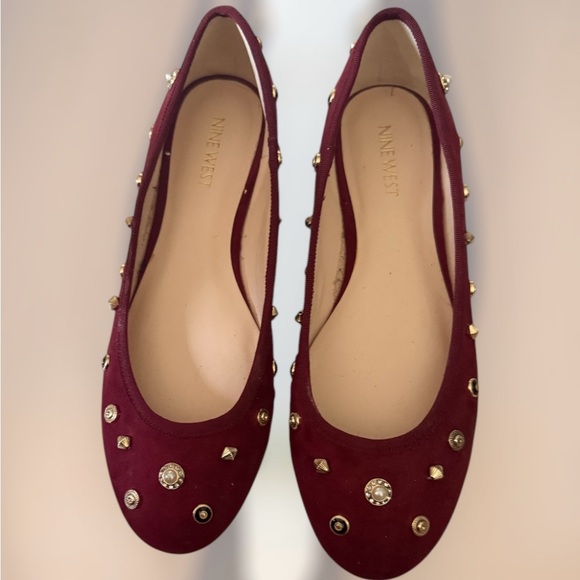 Burgundy Studded Flats - Picture 2 of 3
